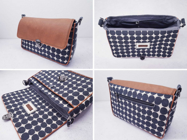 Umhängetasche Idde aus braunem Kunstleder und Canvas