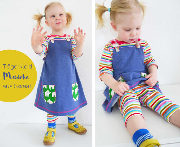 Kinderkleid aus Sweat nähen - Trägerkleid "Marieke" von farbenmix