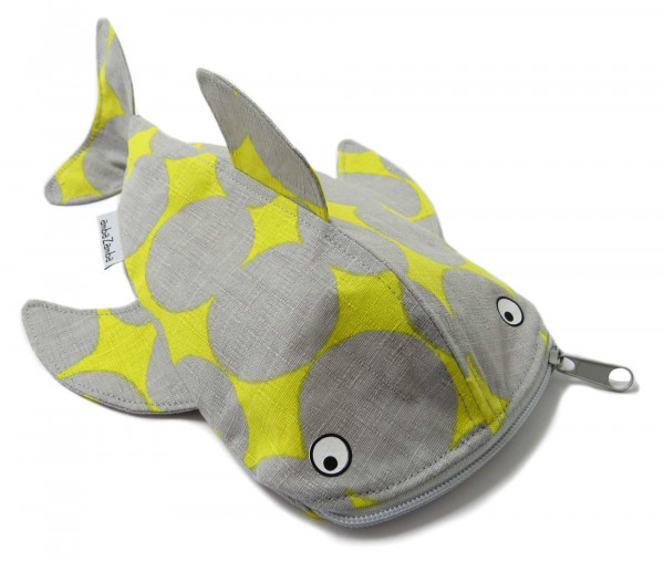 Digital-Schnittmuster Stiftemäppchen Wal-Hai mit Schritt-für-Schritt-Anleitung