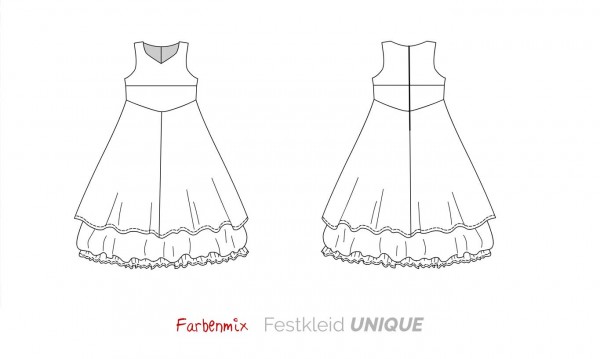 Technische Zeichnung von Festkleid Unique