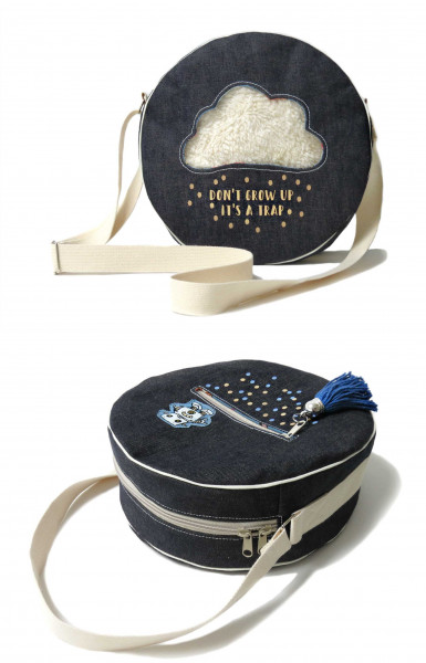 Digital-Schnittmuster Runde Umhängetasche, Statement-Tasche mit Wolken-Applikation von ambazamba.