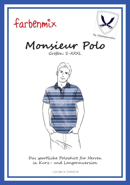 Schnittmuster Poloshirt für Herren - "Monsieur Polo" von Ostseepiratin / Farbenmix Schnittmuster Poloshirt für Herren - "Monsieur Polo" von Ostseepiratin / Farbenmix
