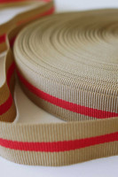 Ripsband, beige-rot, 2 cm breit