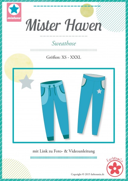 Papierschnittmuster Sweathose Mister Haven für Herren Gr. XS-XXXL