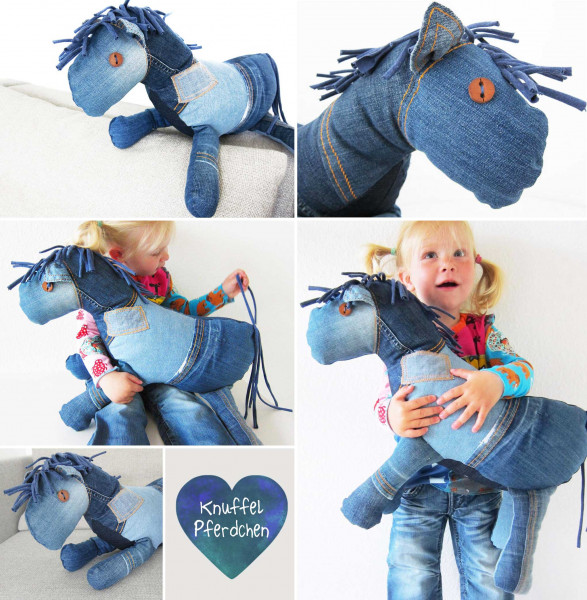 Kuschelpferd aus alter Jeans nähen - EbookSchnittmuster in 2 Größen zum Downloaden