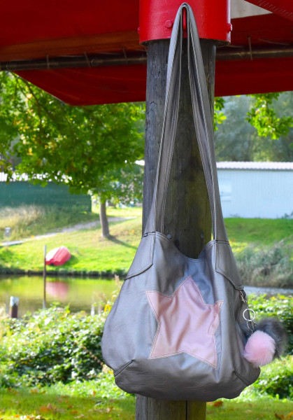 Nähanleitung Beuteltasche zum Wenden aus Kunstleder mit Schnittmuster zum Ausdrucken