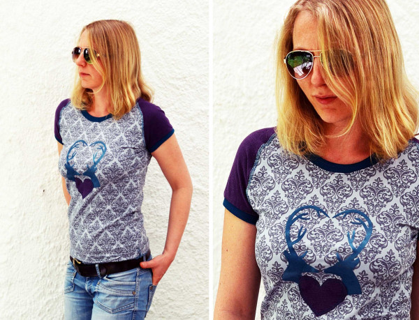 Schnittmuster Kurzarmshirt Raglanshirt "Leona" Gr. S-XL farbenmix