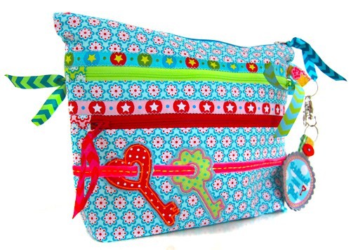 Praktische Reißverschlusstasche nähen - Bunte Kosmetiktasche