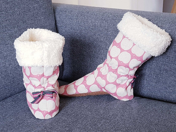 Kuschelbooties Hüttenschuhe, Schnittmuster mit Nähanleitung