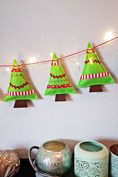 Weihnachtsbaum Wimpelkette, Freebie-Anleitung