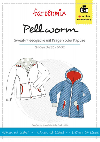 Schnittmuster Damenjacke "Pellworm" für Fleece/Sweat mit Kragen/Kapuze