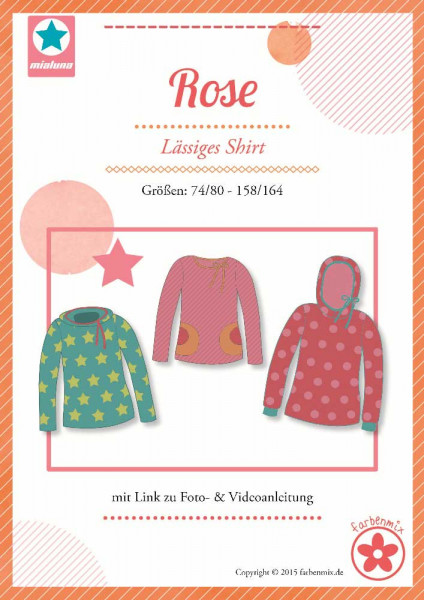 MiaLuna Kindershirt Schnittmuster Rose mit Kapuze und Taschen