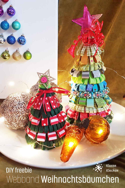 Deko Weihnachtsbaum DIY-Anleitung mit Webbändern basteln