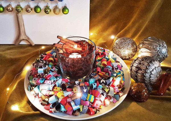 Webband Weihnachtskranz, Bastelanleitung