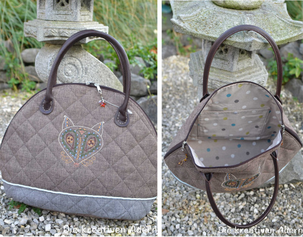 Schnittmuster Handtasche halbrunde Form aus Steppstoff