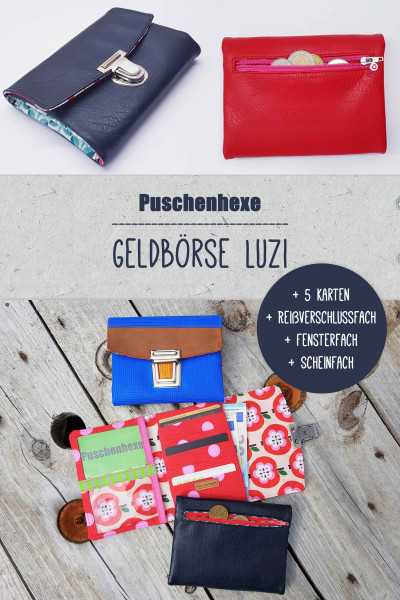 PDF Schnittmuster Geldbörse Luzi mit Münzfach und Kartenfächern
