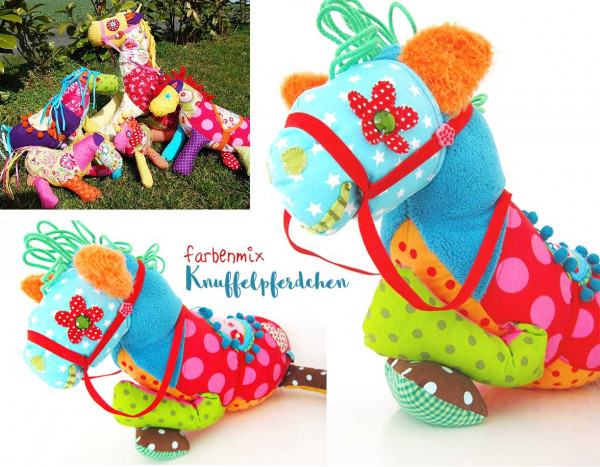 Kuschelpferdchen Stoffpferd aus bunten Stoffresten nähen