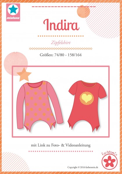 Zipfelshirt "Indira" Papierschnittmuster Gr. 74 bis 164 von Mialuna