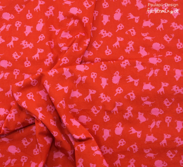 PüDorf, rot, Popeline, 1m-Stück (Restmenge)