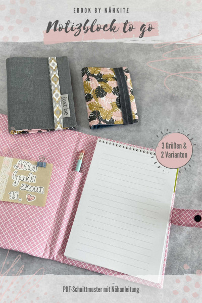PDF-Schnittmuster "Notizblock-to-go" Stoffhülle für Notizblöcke nähen