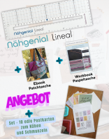 Nähgenial Lineal, inkl. Patchtasche, Ebook + Postkarten-Set