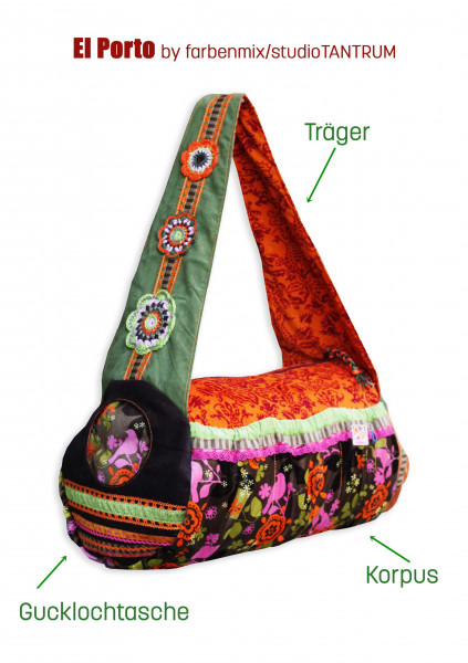 El Porto Umhängetasche mit breitem Träger und zylinderförmigem Korpus