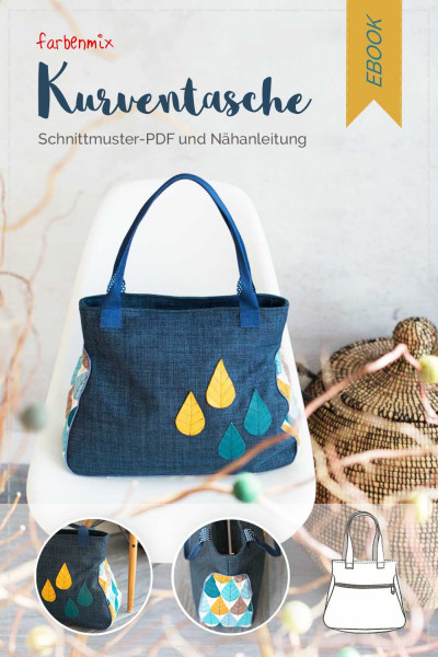 Nähanleitung "Kurventasche" PDf-Schnittmuster Schultertasche
