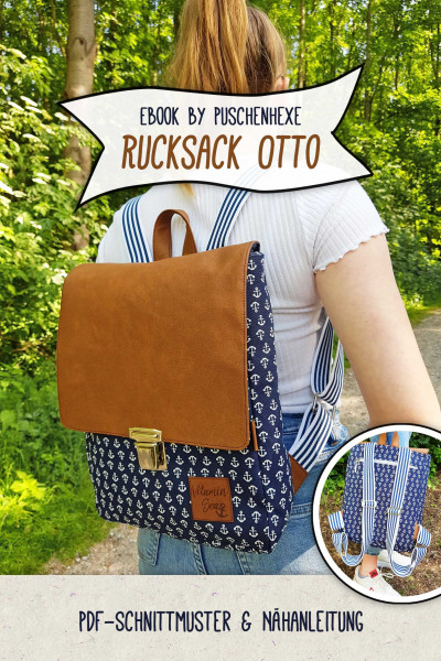 Schnittmuster Rucksack "Otto" im Retrolook, Download-Nähanleitung von Puschenhexe