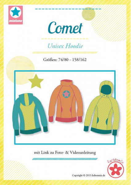 Schnittmuster Hoodie "Comet" für Kinder Gr. 74 bis 164