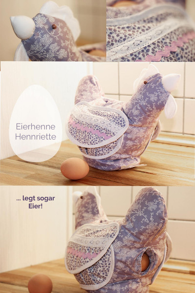 Lustiger Huhn Eierwärmer "Hennriette" - Schnitt mit ausführlicher Nähanleitung zum Downloaden