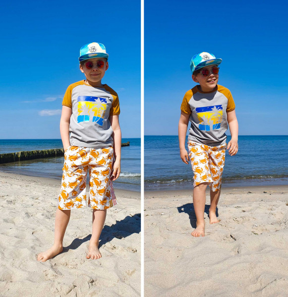 Nähanleitung Schnittmuster "machmalhalblang", Bermuda, Shorts, Kurze Hose, Gr. 86/92 - 146/152 für Jungs und Mädchen