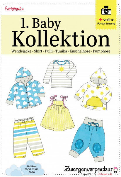 Schnittmuster-Set für Babys mit sechs Modellen Gr. 50/56 - 74/80 Schnittmuster-Set für Babys mit sechs Modellen Gr. 50/56 - 74/80