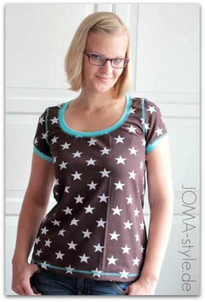 Nähanleitung sportliches Damenshirt mit großem Ausschnitt