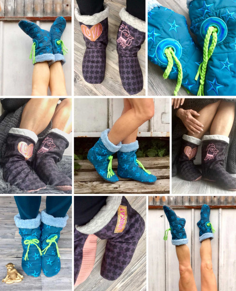Kuschelbooties Hüttenschuhe, Schnittmuster mit Nähanleitung