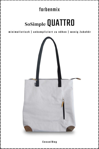 PDF Schnittmuster Henkeltasche Quattro, schlichtes Design viel Funktionalität