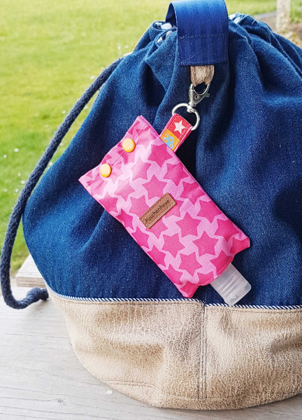 Kleine Tasche für Desinfektionsgel zum Befestigen an Handtaschen und Rucksäcken