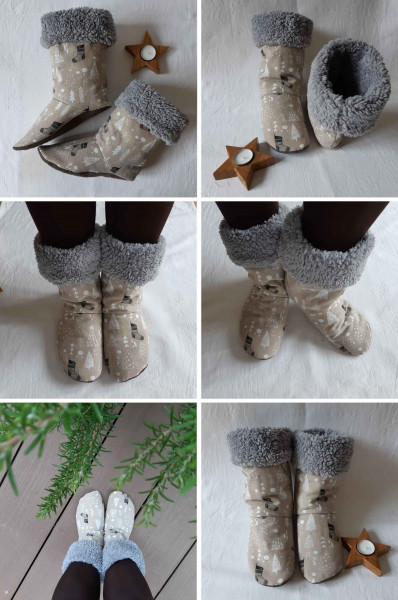Kuschelbooties Hüttenschuhe, Schnittmuster mit Nähanleitung
