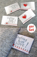 Crafting with LOVE, 4er Set, silber, Einnäher