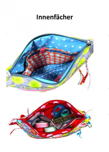 Nähanleitung Schnittmuster Stiftemäppchen Ordnungshelfer Innenansicht mit Fächern