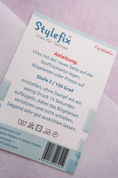 Stylefix-Vlies für Taschen, weich und stabil, knickfrei Verarbeitung ohne Dampf
