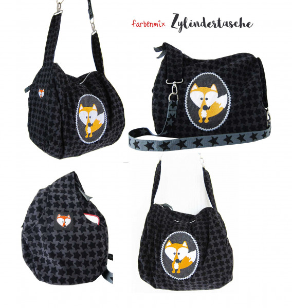 Zylindertasche Farbenmix Staaars Black