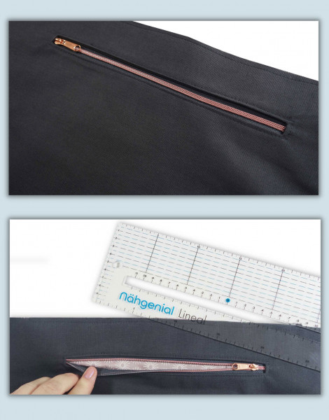 Tutorial: Eingrifftasche mit Reißverschluss nähen, Freebook