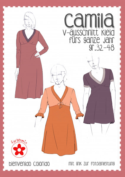 Camila, Damenkleid mit V-Ausschnitt