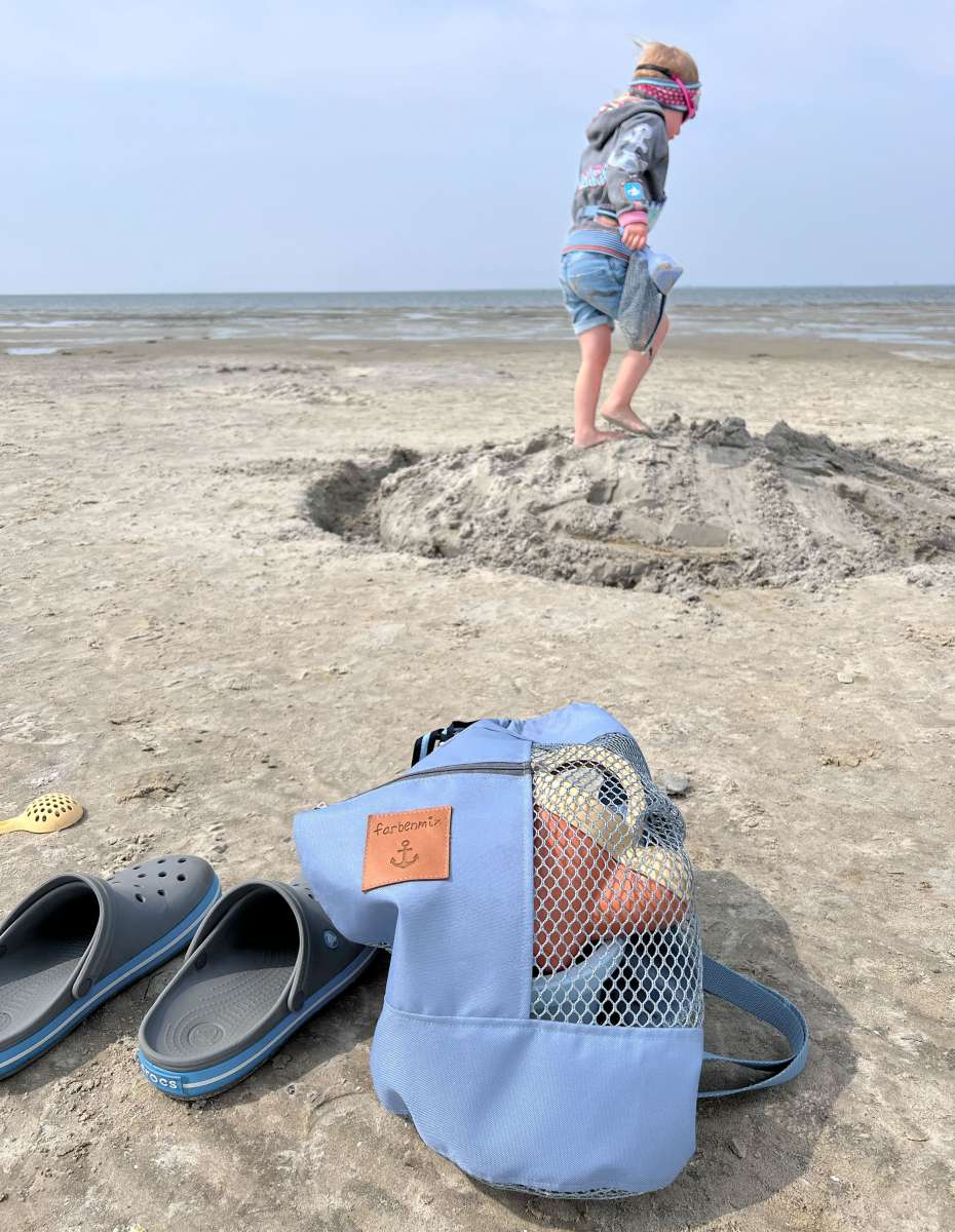 2 Stück Muschel-Netztaschen Mit Reißverschluss – Strandtasche Für Sandspielzeug & Muscheln, Verstellbarer Gurt