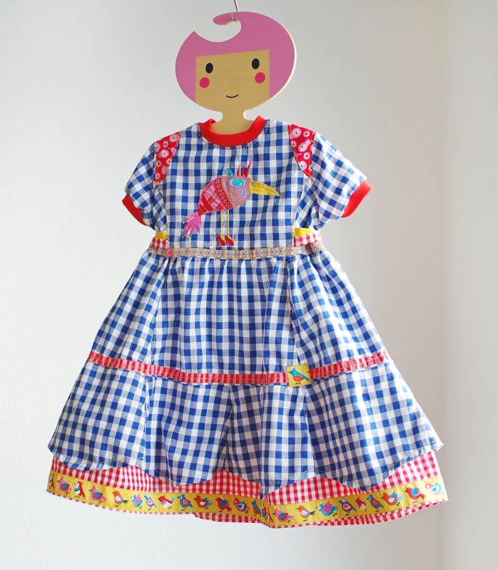 Kleid Rachel mit Birds Borte in Gelb