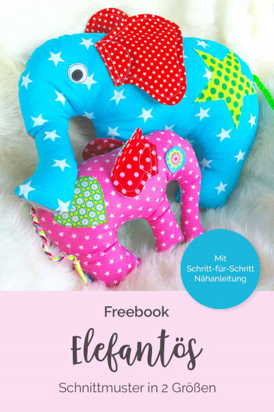PDF Schnittmuster Elefant Kuscheltier "Elefantös" kostenloses Schnittmuster zum Downloaden