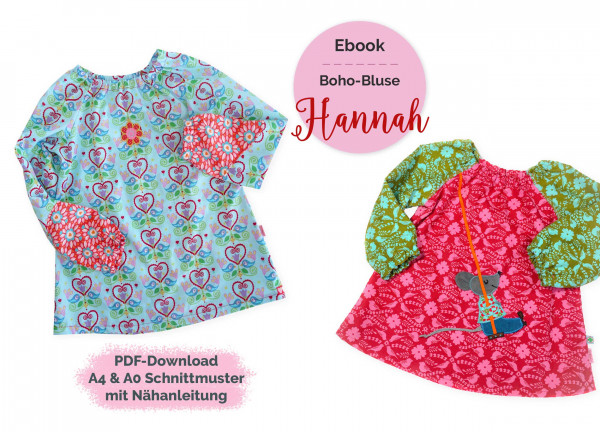 Ebook PDF-Schnittmuster Kinderbluse Hannah für Webware