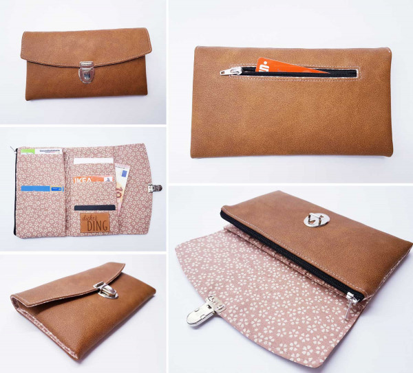 Geldbörse aus Kunstleder nähen - Download Nähanleitung Ulla