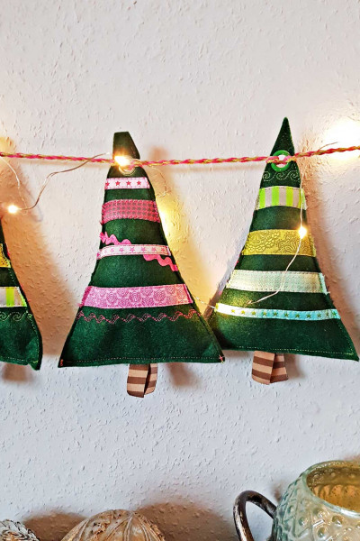 Weihnachtsbaum Wimpelkette, Freebie-Anleitung