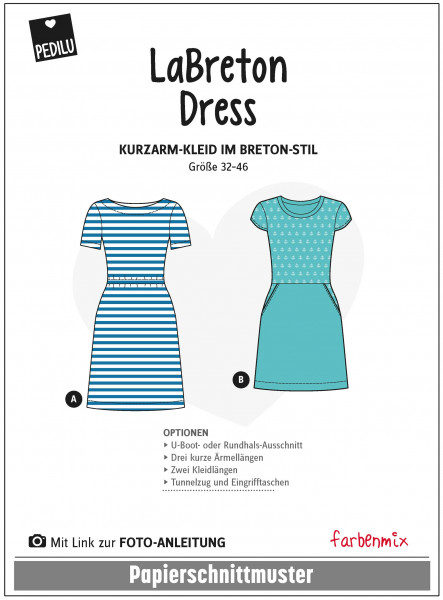 Schnittmuster LaBreton Dress Kurzarmkleid im maritimen Stil Gr. 32-46